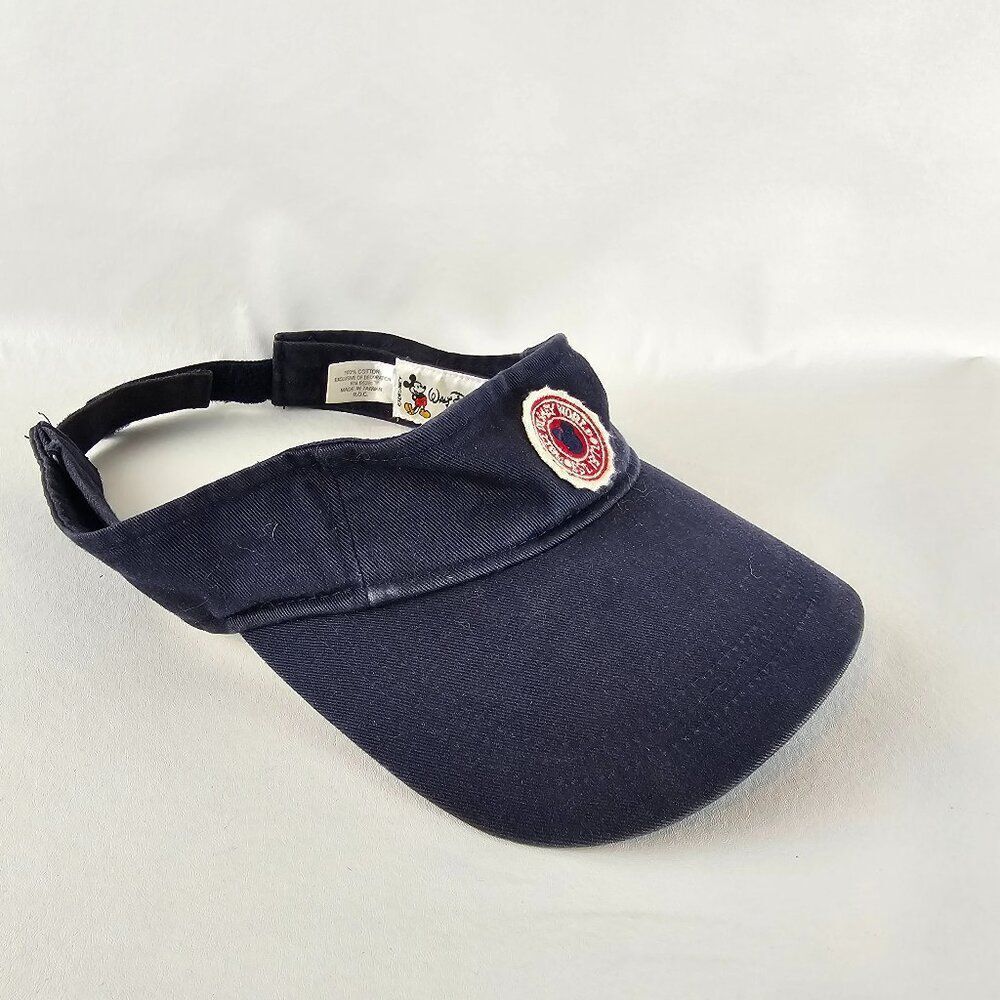 Walt Disney World Mickey Mouse Visor Adjustable Blue Cotton Parks Adult Vintage